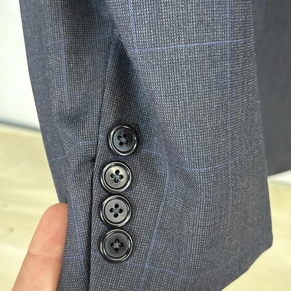 Men’s High-End Hickey-Freeman Boardroom 42R Suit Coat Luxury 100% Wool Grey/Blue - Picture 10 of 16